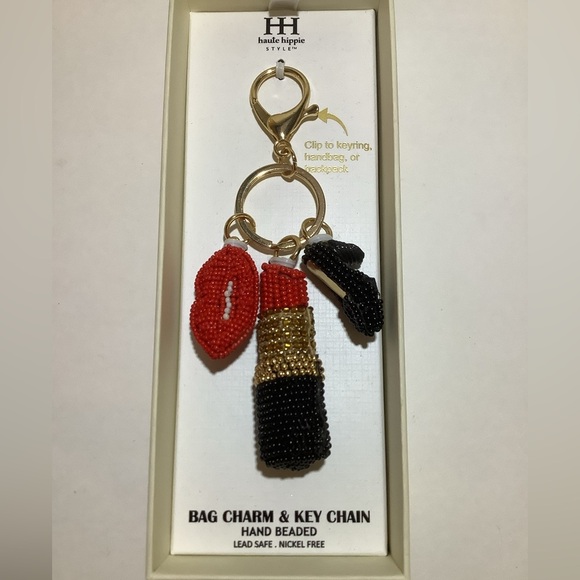 Haute Hippie Accessories - Haute Hippie Beaded Bag Charm Lipstick Hells & Lips New